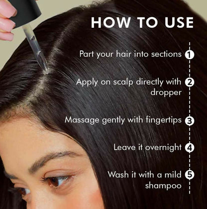 mCaffeine Advanced Hair Growth Caffexil Hair Serum with rosemary, featuring a dropper bottle for nourishing scalp treatment.