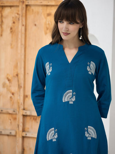 Dhiyona IE Women Ethnic Motifs Embroidered Regular Pure Cotton Kurta With Palazzos