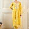 Dhiyona IE Floral Embroidered V-Neck Thread Work Straight Kurta With Trousers & Dupatta