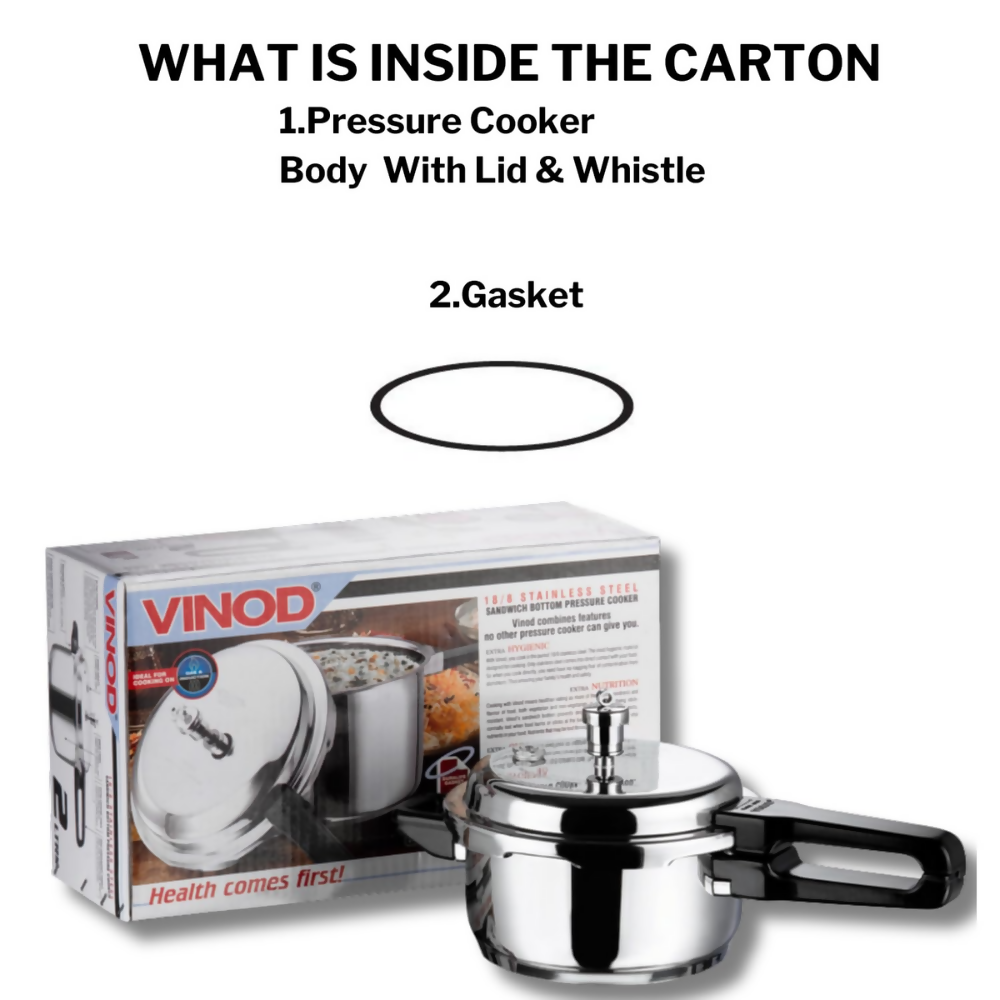 Vinod 18/8 Stainless Steel Outer Lid Pressure Cooker