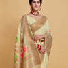 Dhiyona GR Women's Gulabo Almond Beige Woven Jamewar Kashmiri Modal Silk Saree