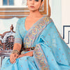 Dhiyona GR Women's Zoya Vivid Sky Blue Pashmina Modal Silk Saree