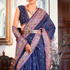 Dhiyona GR Women's Zoya Denim Navy Blue Pashmina Modal Silk Saree