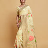 Dhiyona GR Women's Gulabo Cream White Woven Jamewar Kashmiri Modal Silk Saree
