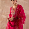 Dhiyona IE Floral Embroidered Straight Thread Work Kurta With Trousers & With Dupatta