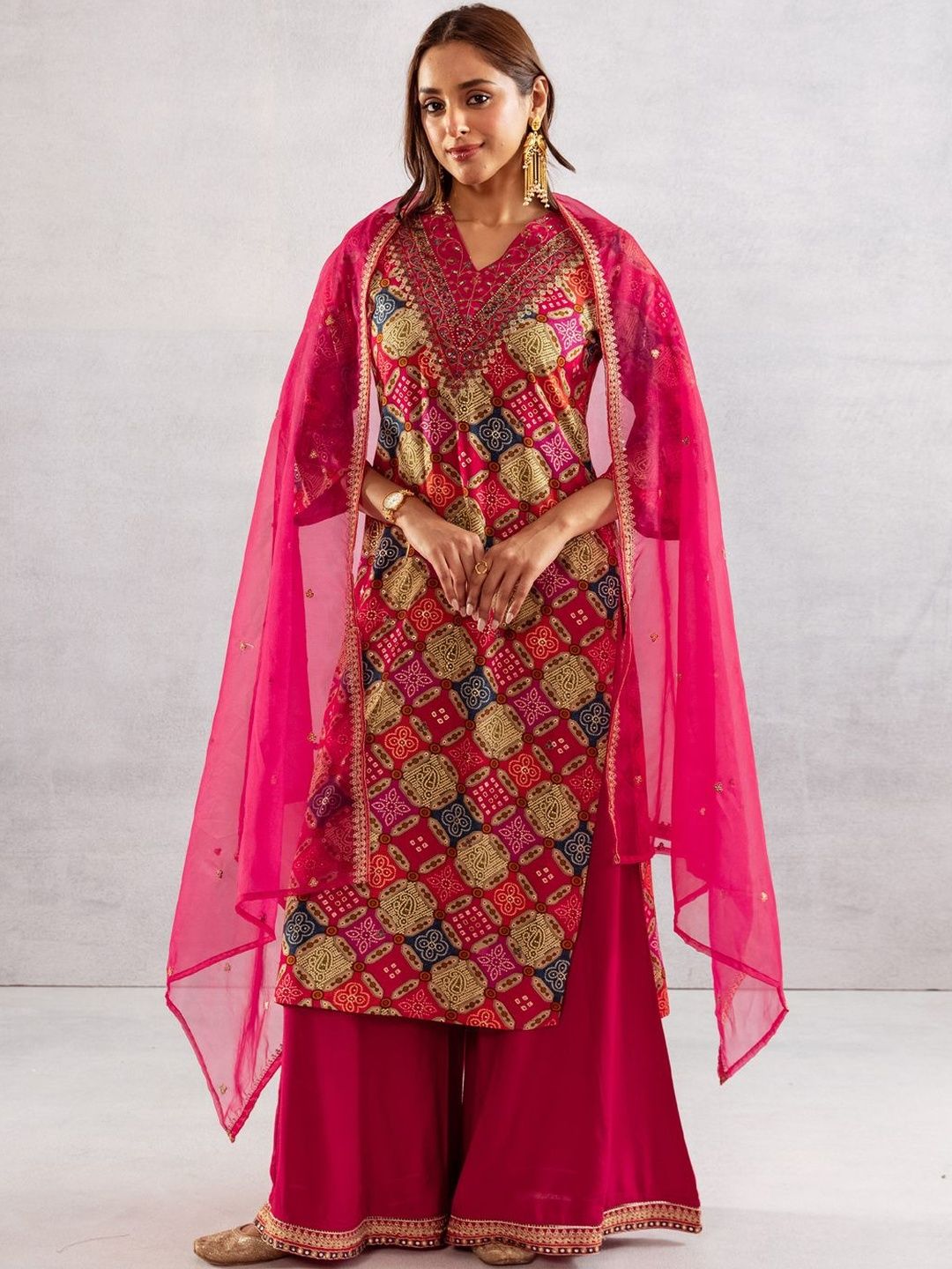 Women Ethnic Motifs Printed Regular Kurta with Palazzos & Dupatta