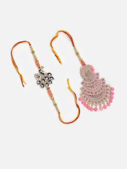 Anouk Stones Studded And Beaded Bhaiya Bhabhi Rakhis With Roli Chawal Chandan & Mishri