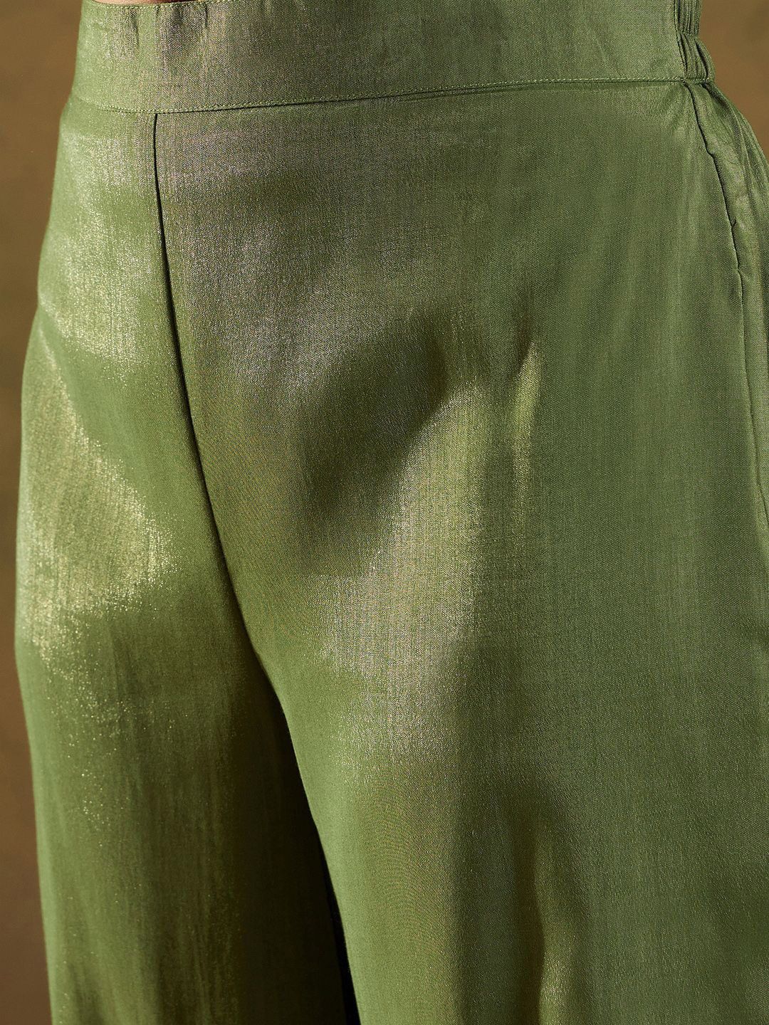 Dhiyona IE Ethnic Motifs Embroidered Gotta Patti Straight Kurta With Trousers & Dupatta