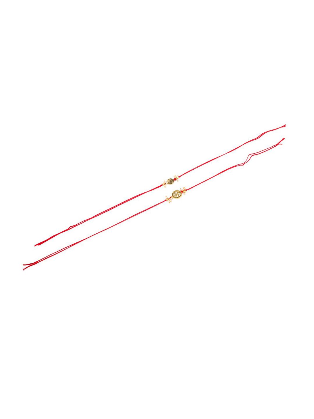 Anouk Pearls Beaded Swastik Bhaiya Bhabhi Rakhi With Roli Chawal Chandan