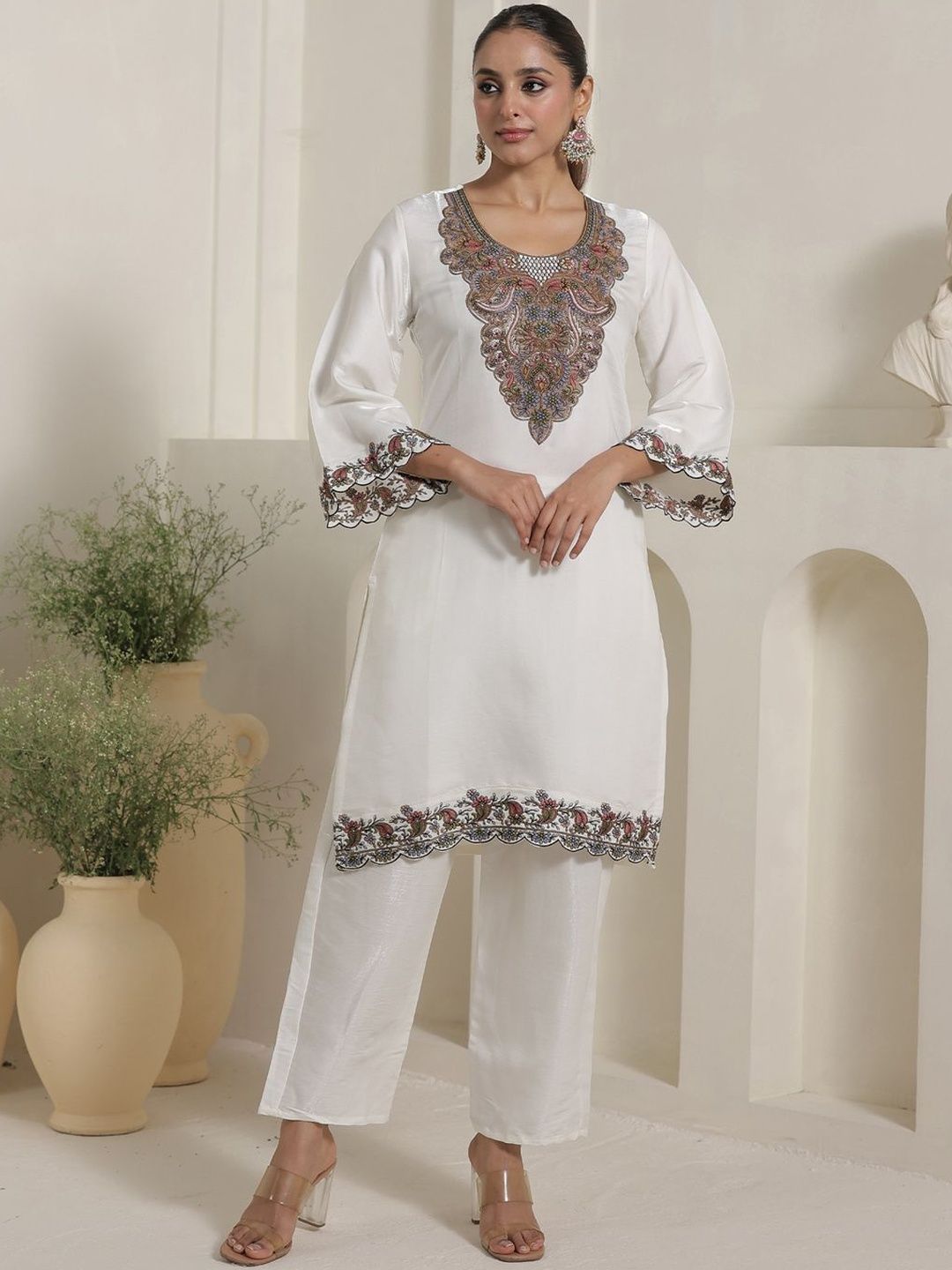Women Ethnic Motifs Embroidered Kurta with Trousers & Dupatta
