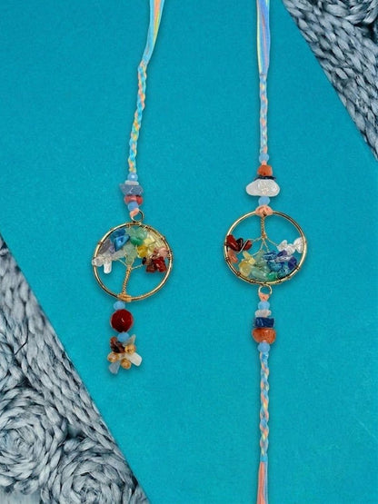 Anouk Set Of 2 Artificial Stones Bhaiya Bhabhi Rakhi With Roli Chawal Chandan Mishri
