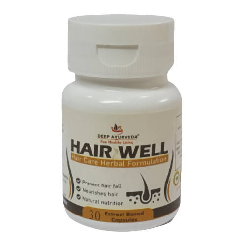 Deep Ayurveda Hair Well 500mg Veg Capsules - Indyancart