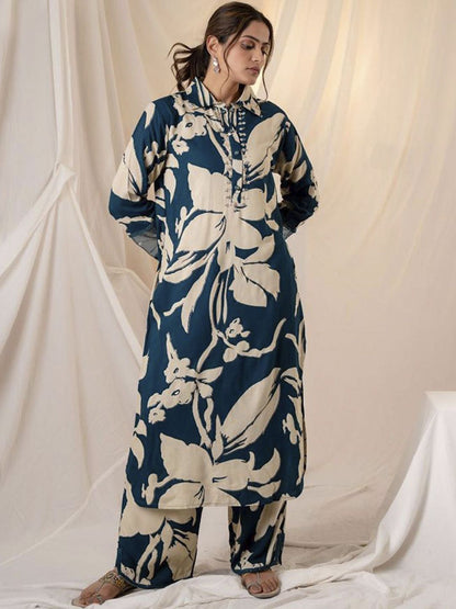 Floral Printed Straight Kurta with Palazzos