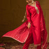 Dhiyona IE Ethnic Motifs Embroidered V-Neck Straight Kurta With Trousers & Dupatta