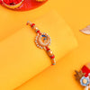 Dhiyona Gold Toned Beaded Peacock Patterned Rakhi With Roli Chawal & Greeting Card