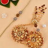 Dhiyona Gold-Toned Beaded Bhaiya Bhabhi Rakhi With Roli Chawal & Greeting Card
