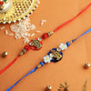Dhiyona Set Of 2 Divine Radha Krishna Thread Rakhi With Roli Chawal & Greetings Card