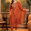 Dhiyona SN Women's Polka Dots Printed V-Neck Thread Work Chinon Kurta With Trousers & Dupatta