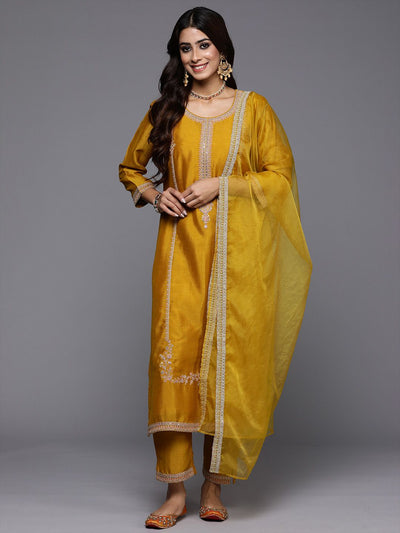 Dhiyona IE Ethnic Motifs Embroidered Regular Thread Work Kurta With Trouser And Dupatta