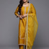 Indyancart IE Ethnic Motifs Embroidered Regular Thread Work Kurta With Trouser And Dupatta