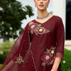Indyancart IE Floral Embroidered Regular Sequinned Straight Kurta with Trousers & Dupatta