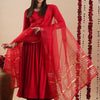 Women's Solid Round Neck Regular Anarkali Kurta with Trousers & Dupatta