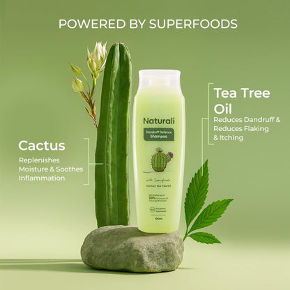 Naturali Dandruff Defence Shampoo with Tea Tree Oil & Cactus Extracts That Prevents Dandruff 370ml