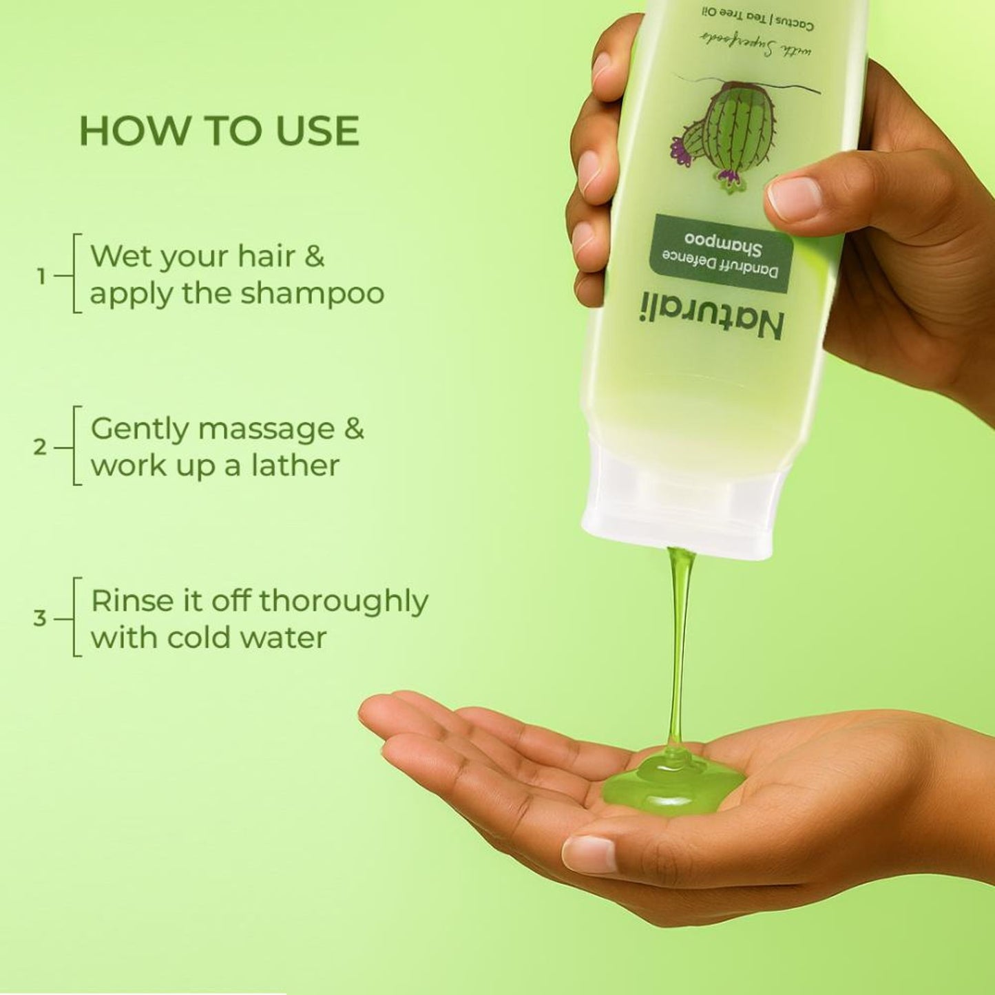 Naturali Dandruff Defence Shampoo with Tea Tree Oil & Cactus Extracts That Prevents Dandruff 370ml
