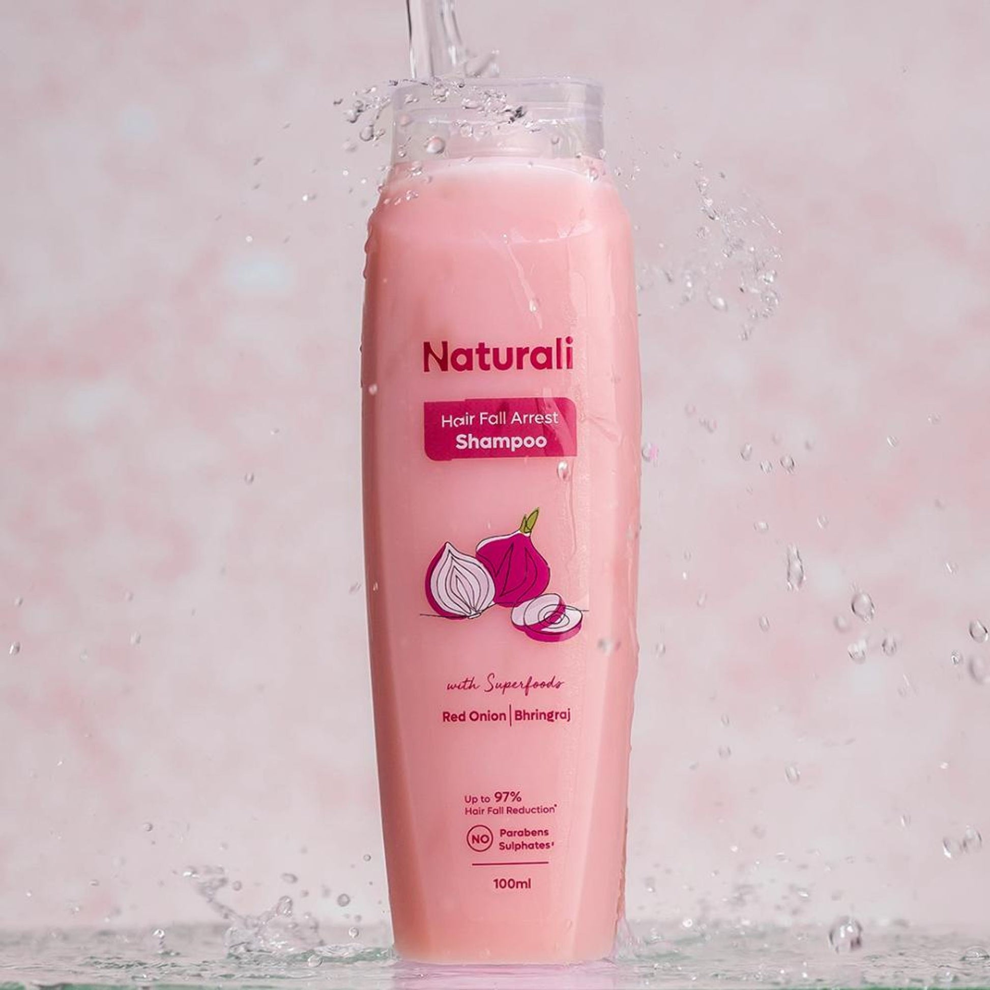 Naturali HairFall Arrest Shampoo with Red Onion & Bhringraj That Reduces Hair Fall, Boosts Scalp Health & Hair Growth 180 ml
