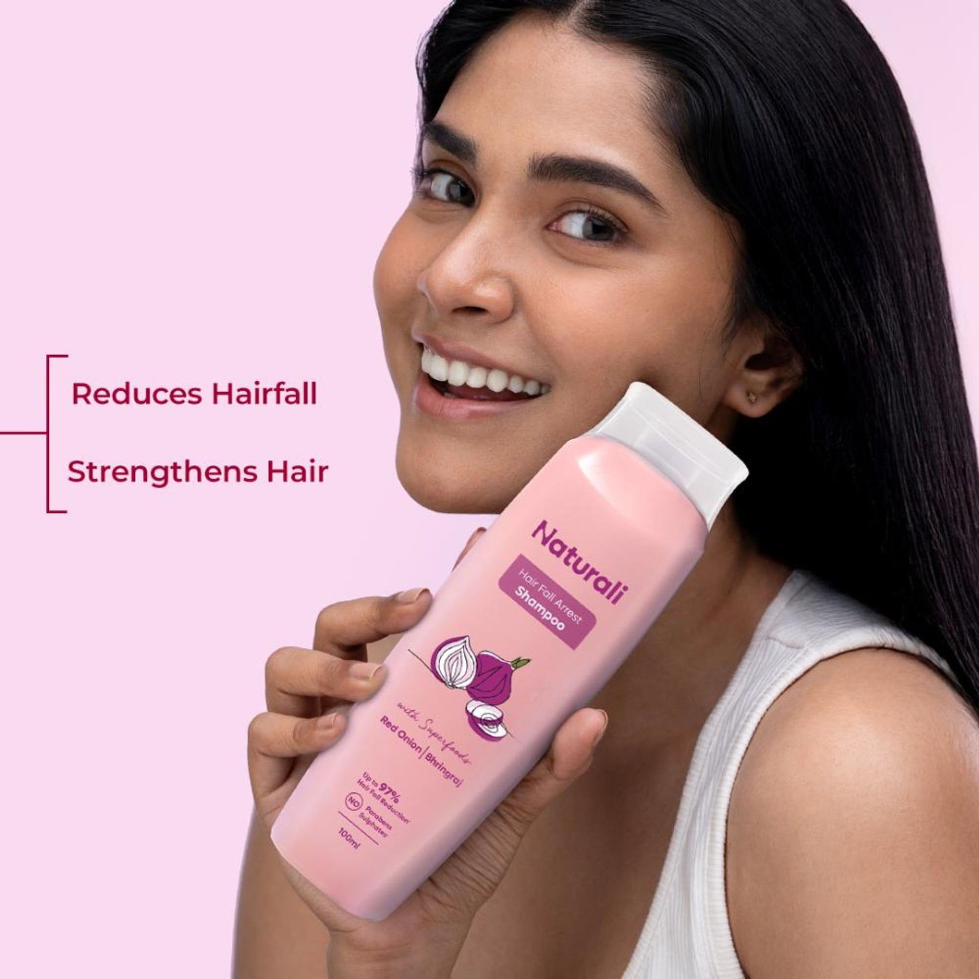 Naturali HairFall Arrest Shampoo with Red Onion & Bhringraj That Reduces Hair Fall, Boosts Scalp Health & Hair Growth 180 ml