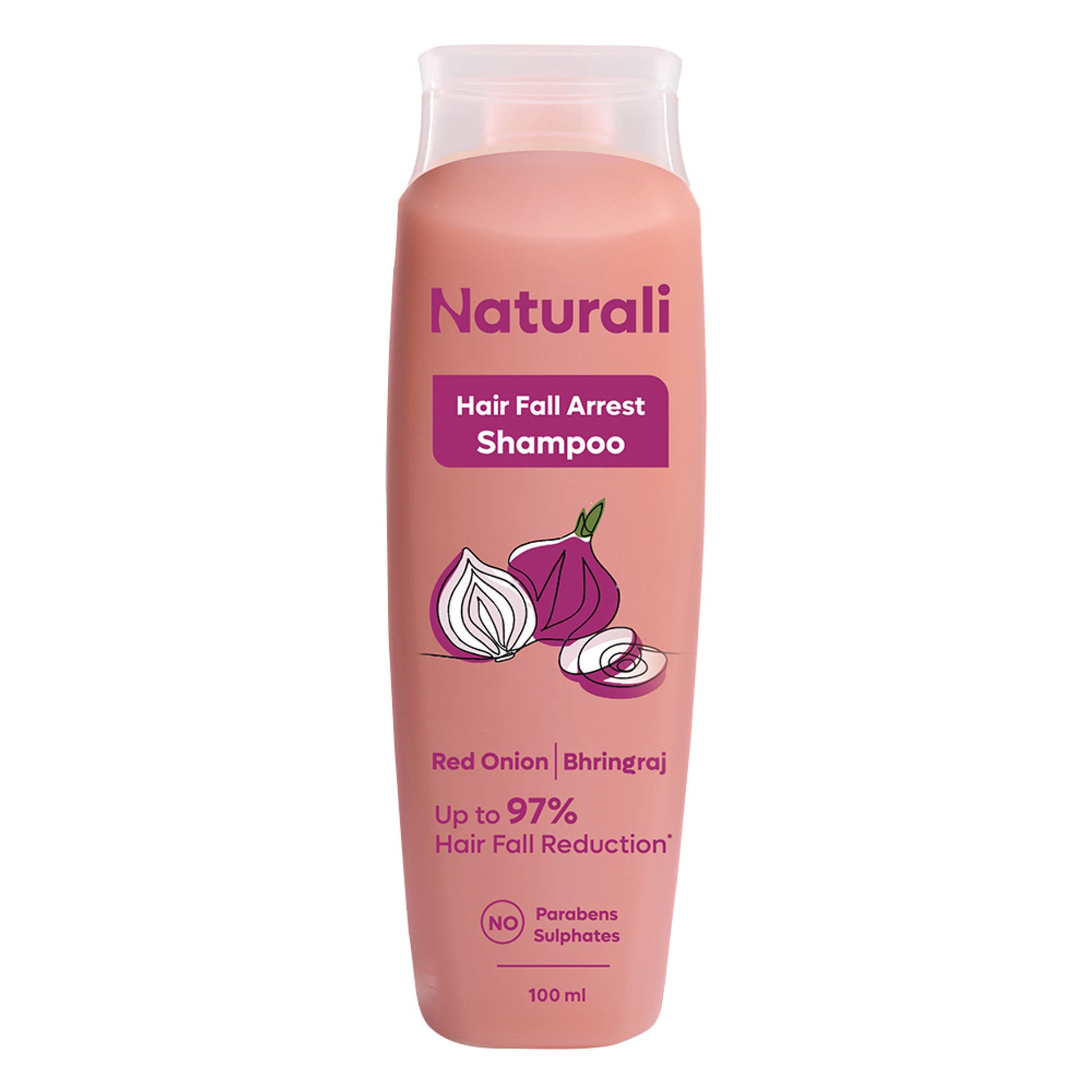 Naturali HairFall Arrest Shampoo with Red Onion & Bhringraj That Reduces Hair Fall, Boosts Scalp Health & Hair Growth 180 ml