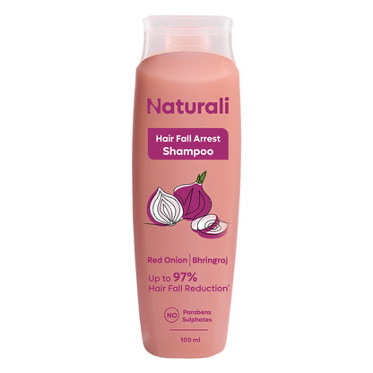 Naturali HairFall Arrest Shampoo with Red Onion & Bhringraj That Reduces Hair Fall, Boosts Scalp Health & Hair Growth 180 ml