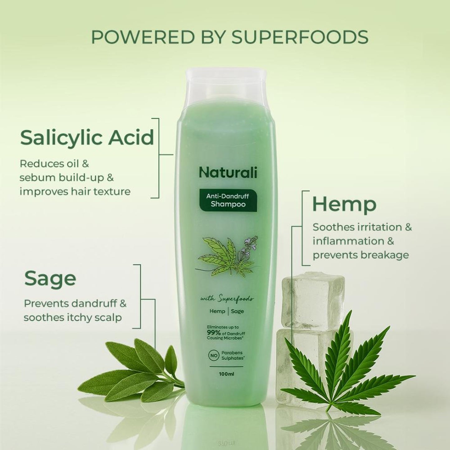 Naturali Anti-Dandruff Shampoo with Superfood Hemp Oil & Sage Extract
