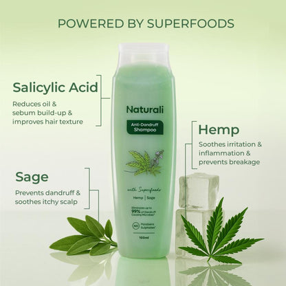 Naturali Anti-Dandruff Shampoo with Superfood Hemp Oil & Sage Extract