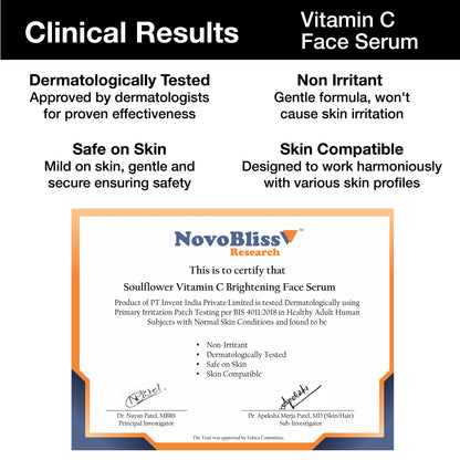 Soulflower 20% Vitamin C Serum for Instant Skin Glow - Dermat Tested for Dark Spots & Dull Skin