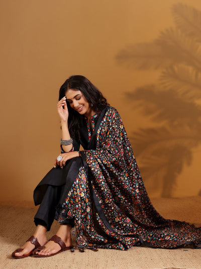 Indyancart VA Women'sEthnic Motifs Embroidered Woven Design Pure Cotton Kurta With Trousers & Dupatta