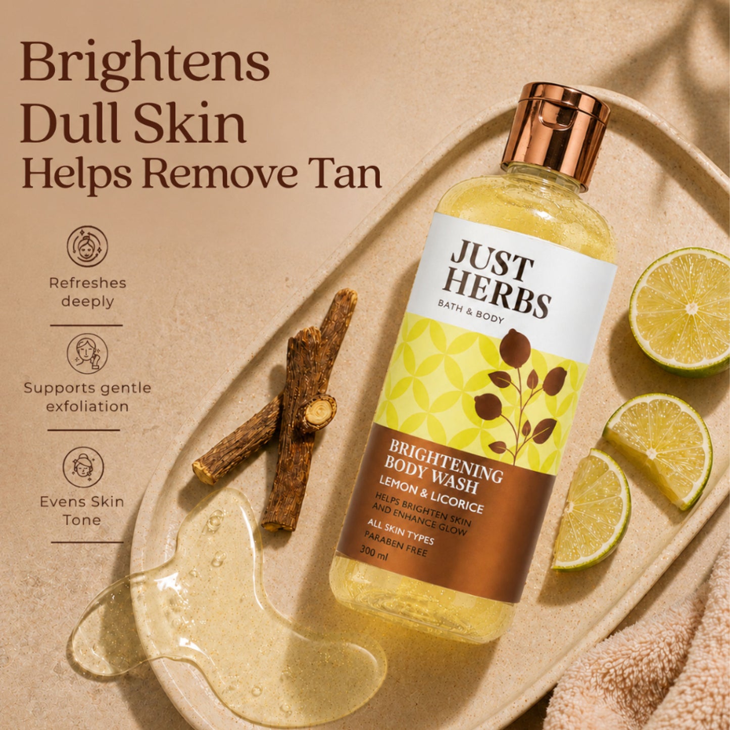 Just Herbs Lime And Liquorice Vitamin C Skin Brightening Body Wash