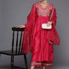 Indyancart IE Ethnic Motifs Yoke Design A-Line Sequined Kurta with Palazzos & Dupatta