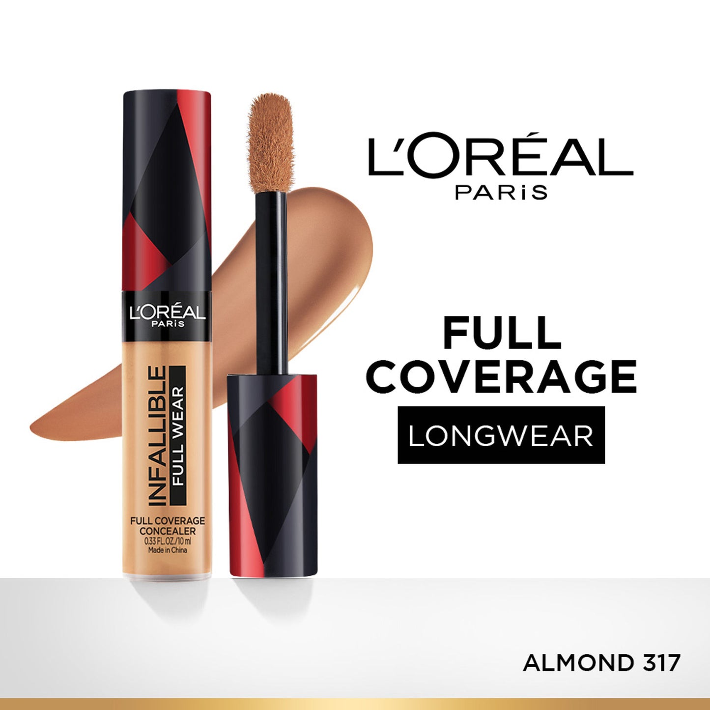 LOreal Paris Infallible Full Wear Concealer, Maximum Coverage, Sweat Proof & Heat Proof - Amber 312 - 317