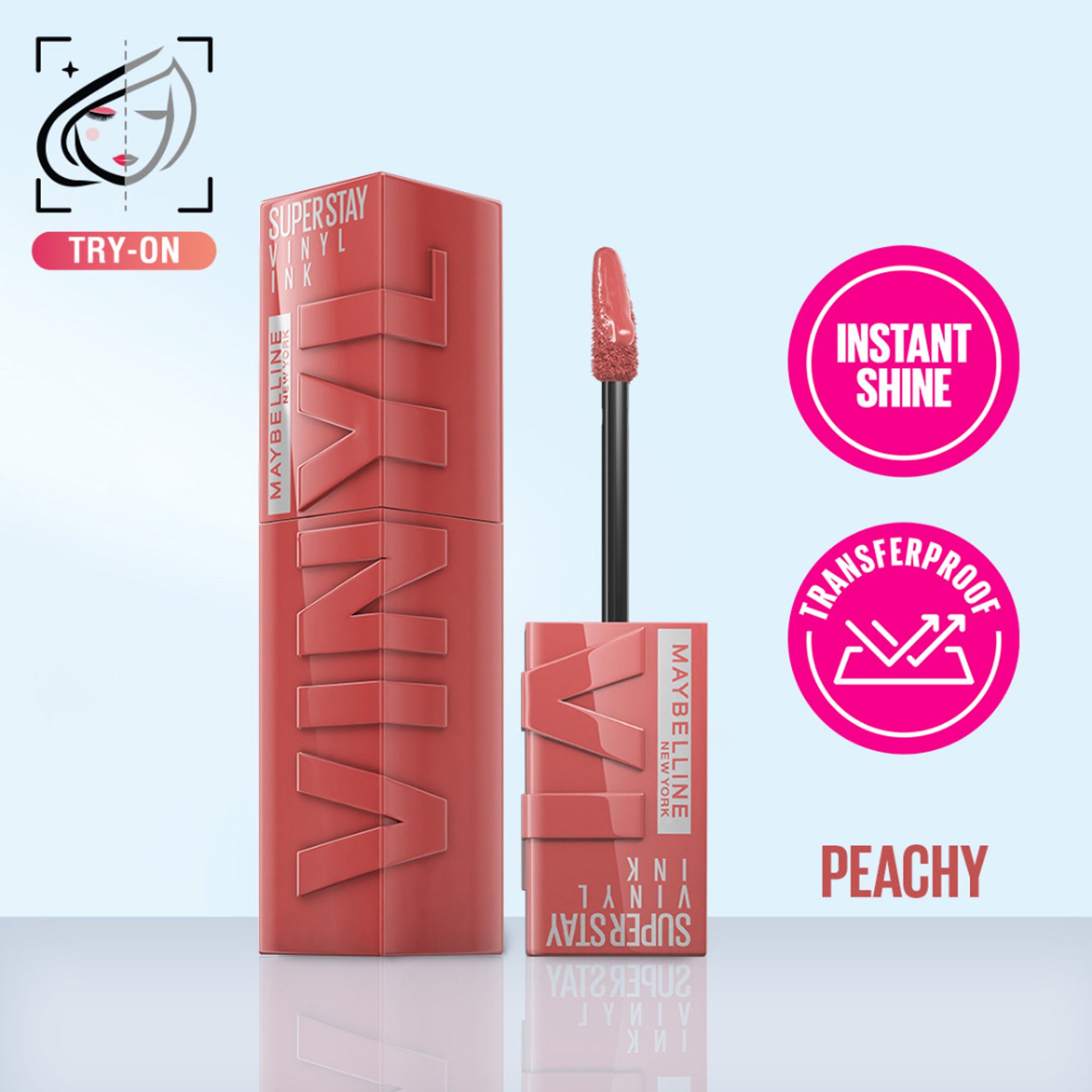 Maybelline New York Super Stay Vinyl Ink Liquid Lipstick, Instant Shine Lasts Up To 16H - Peachy