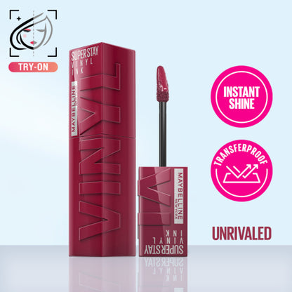 Maybelline New York Super Stay Vinyl Ink Liquid Lipstick, Instant Shine Lasts Up To 16H - Unrivaled