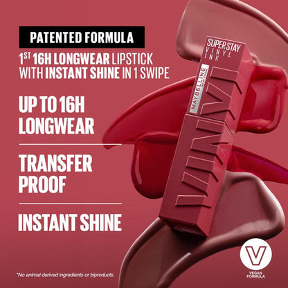 Maybelline New York Super Stay Vinyl Ink Liquid Lipstick, Instant Shine Lasts Up To 16H - Awestruck