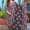 Indyancart VA Women'sFloral Embellished Kurta Paired With Afghani Trouser & Dupatta