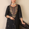 Indyancart IE Ethnic Motifs Embroidered Round Neck Pure Cotton Kurta With Trousers & Dupatta