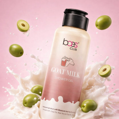 Baes Club Goat Milk Shower Gel With Olive Oil & Glycolic Acid For Intense Hydration & Moisturising