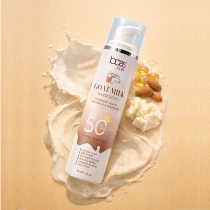 Baes Club Goat Milk Sunscreen Spf 50 Pa++++ With Shea Butter Vitamin E No White Cast All Skin Type