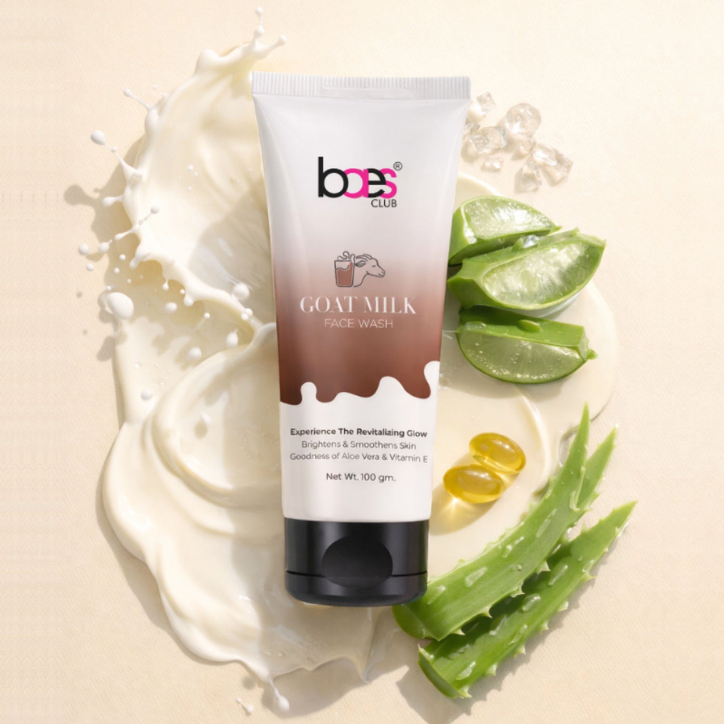 Baes Club Goat Milk Face Wash With Vitamin E & Aloe Vera For Brightening And Smoothening, Unisex