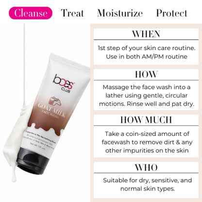 Baes Club Goat Milk Face Wash With Vitamin E & Aloe Vera For Brightening And Smoothening, Unisex