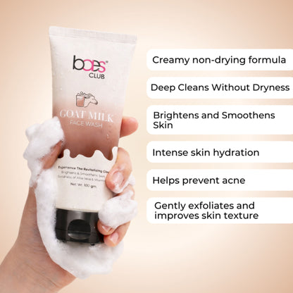 Baes Club Goat Milk Face Wash With Vitamin E & Aloe Vera For Brightening And Smoothening, Unisex
