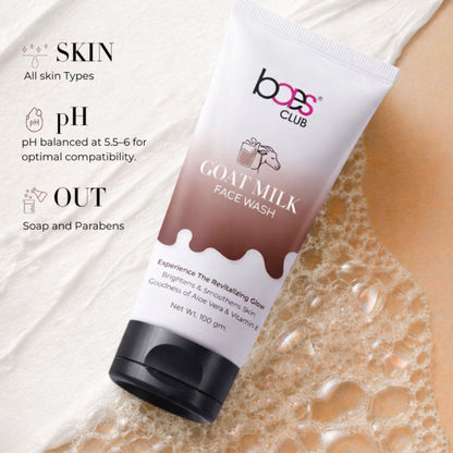Baes Club Goat Milk Face Wash With Vitamin E & Aloe Vera For Brightening And Smoothening, Unisex